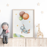 Astronaut & Balloner Plakat - Lille Plakat
