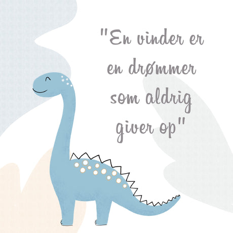 Dinosaur - Blå Langhals - Tekst Plakat - Lille Plakat