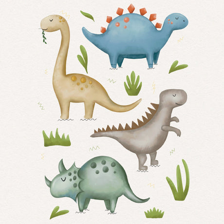 Dinosaur Verden Plakat - 4 Forskellige Dyr - Lille Plakat