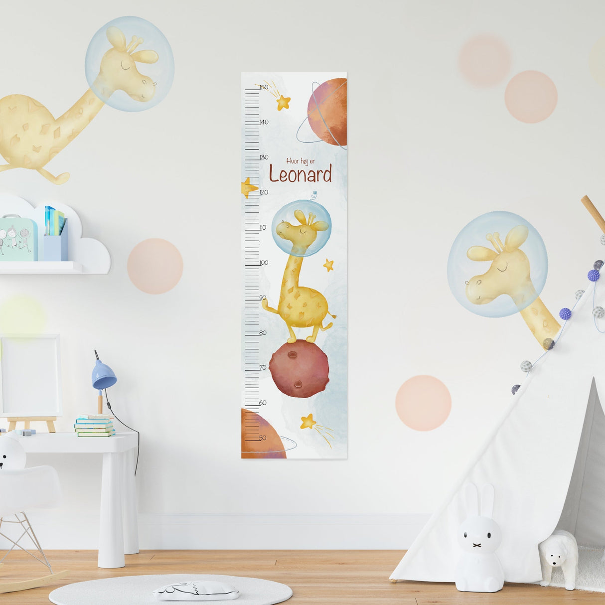 Giraf I Rummet Højdemåler - Lille Plakat