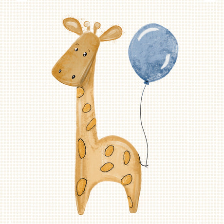 Giraf Med Ballon Plakat - Lille Plakat