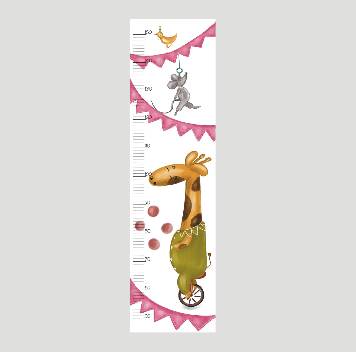 Højdemåler Plakat - Cirkus Giraf - 2 Varianter - Lille Plakat