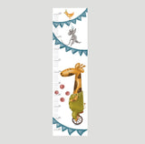 Højdemåler Plakat - Cirkus Giraf - Blå Guirlander - Lille Plakat