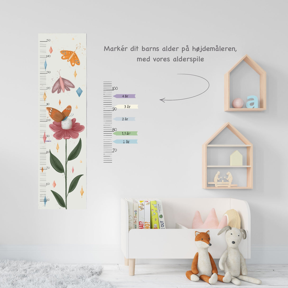 Højdemåler Plakat - Sommerfugle & Blomst - Lille Plakat