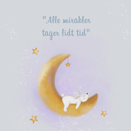 Kanin På Halvmåne - Alle Mirakler Tager Lidt Tid - Tekst Plakat - Lille Plakat