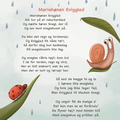 Mariehønen Evigglad - Sangplakat - Lille Plakat