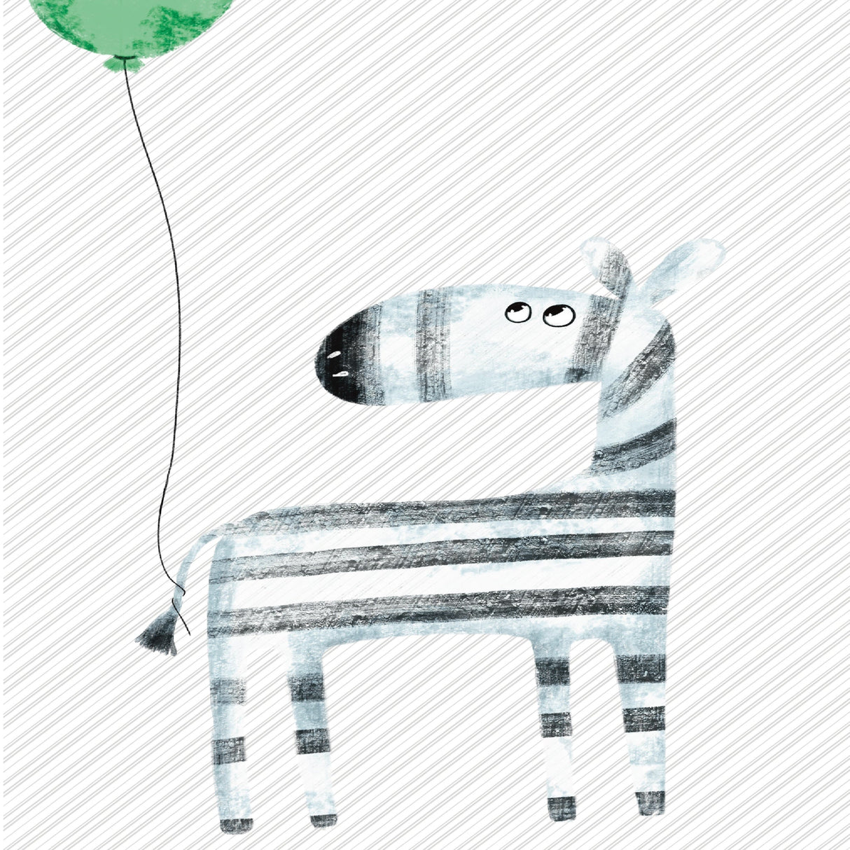 Zebra Med Ballon Plakat - Lille Plakat